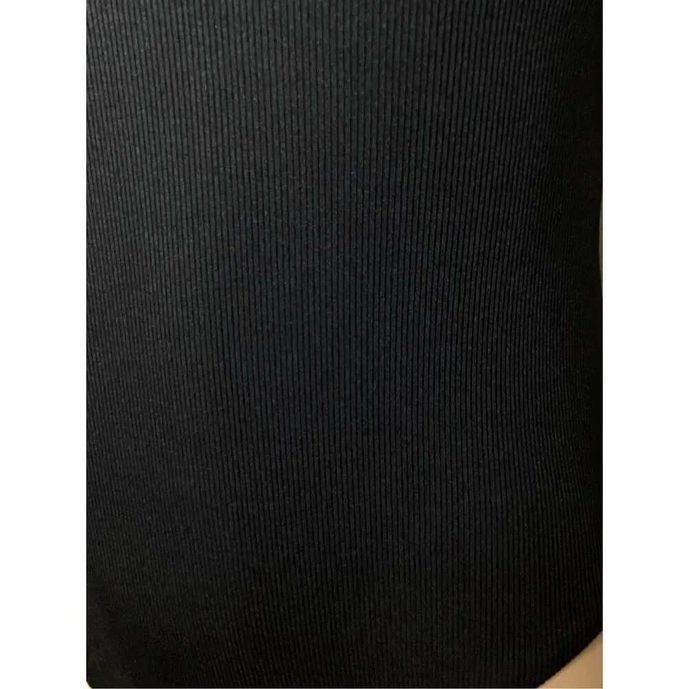 New. AQUA black ribbed v-neck. Medium . Retails $98